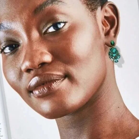 Stella & Dot Blue Ombre Peacock Statement Chandelier Earrings - Picture 6 of 6